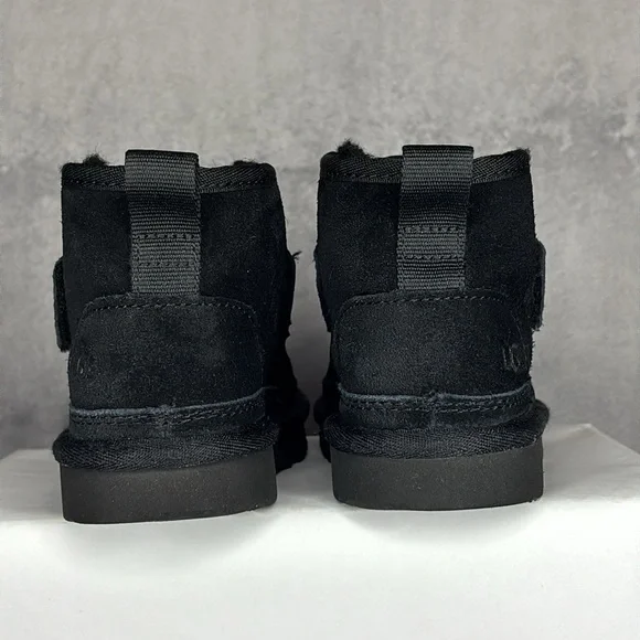 UGG Toddler Black Suede Velcro Strap Boots Size 9 | Cozy Sheepskin Winter Boot - Picture 9 of 9